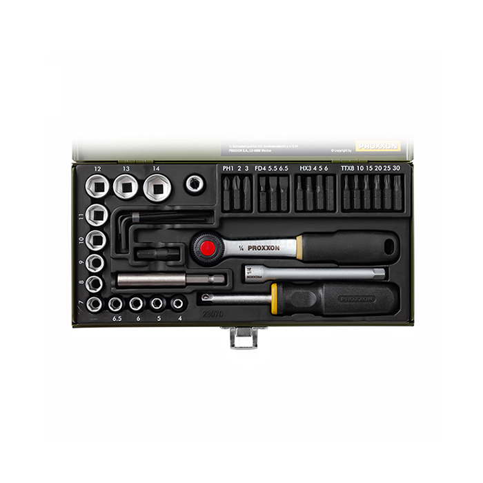 Набор отверточных бит с намагниченным переходником 1/4", 39  поз. 23070 Proxxon