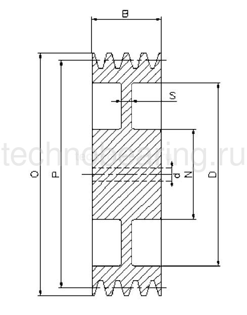 Шкив под расточку клиновой SPZ 132-3 (PHP 3SPZ132RSB) Sati