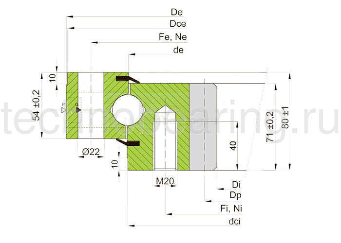 ОПУ стандартная серия с одним рядом шариков ZB1.25.1355.201-2RPTN ISB