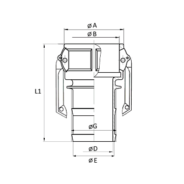 Камлок полипропиленовый тип С, розетка с хвостовиком 1/2", TL50CPP TITAN LOCK