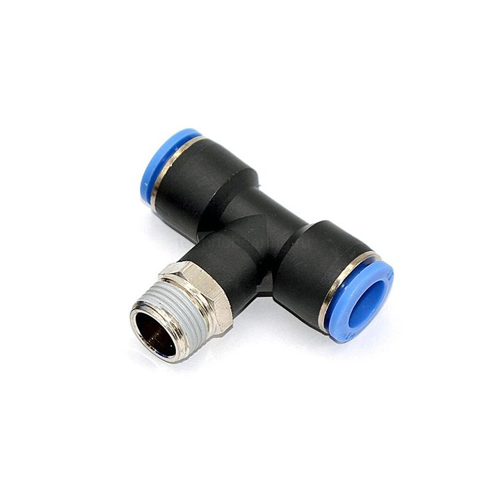 Фитинг цанговый Т-образный, 6 мм, наруж. резьба 1/2", пластик, тип PB, TLP-PB6-04 TITAN LOCK