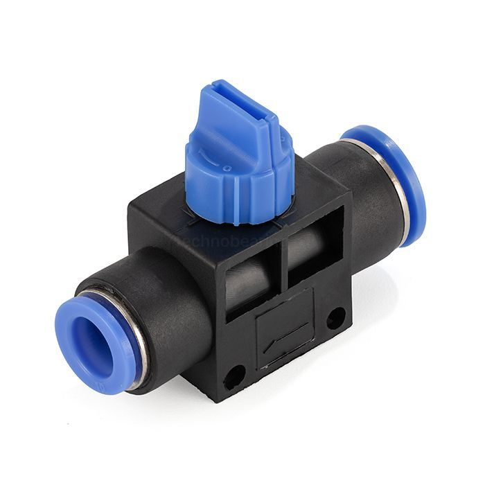 Фитинг прямой с краном, цанговый 12 мм, пластик, тип HVFF, TLP-HVFF12 TITAN LOCK