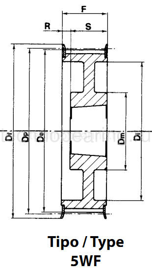 Шкив зубчатый под втулку тапербуш для ремня дюймового профиля 44H200 (PHP 44H200TB) Sati — детальное фото 1