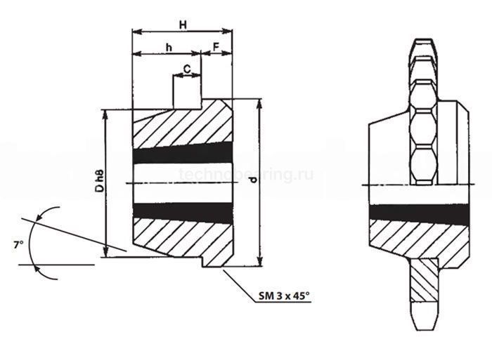 Ступица приварная под втулку тапербуш 1215HW (W12) ISKRA