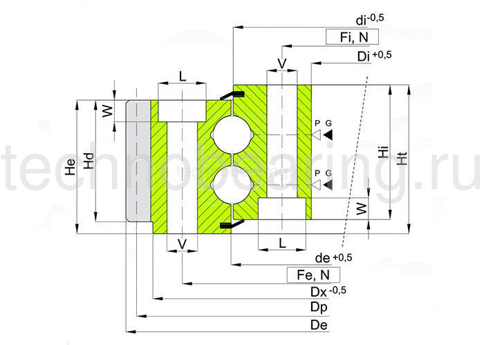 ОПУ стандартная серия с двумя рядами шариков EB2.25.0821.200-1SPPN ISB