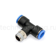Фитинг цанговый Т-образный, 10 мм, наруж. резьба 3/8", пластик, тип PB, TLP-PB10-03 TITAN LOCK