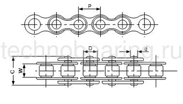 Цепь приводная роликовая однорядная 10A-1 (ANSI/ASA 50) Sati