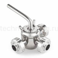 Кран пробковый трехходовой нерж 304, тип L, DN50, TL3СV50L-S TITAN LOCK