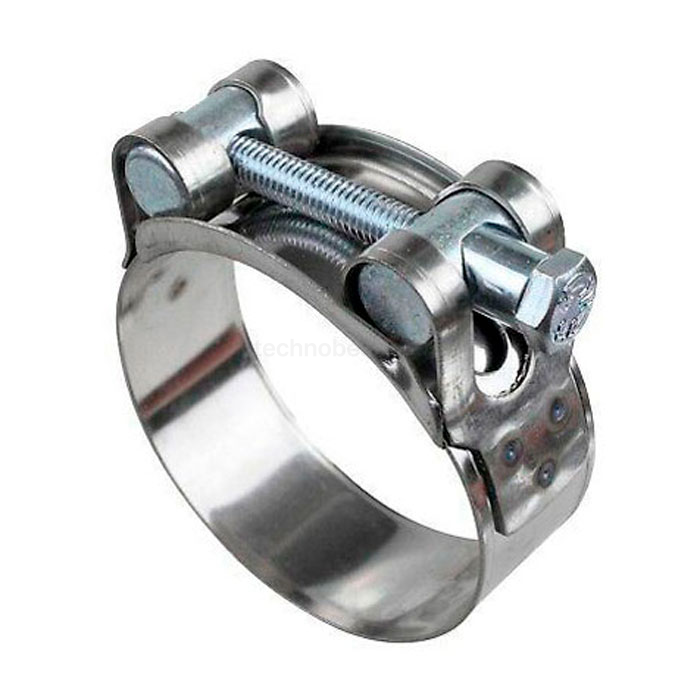 Усиленный хомут (52-55 мм), нержав.сталь (лента+болт) AISI 304, RC52-55SS 