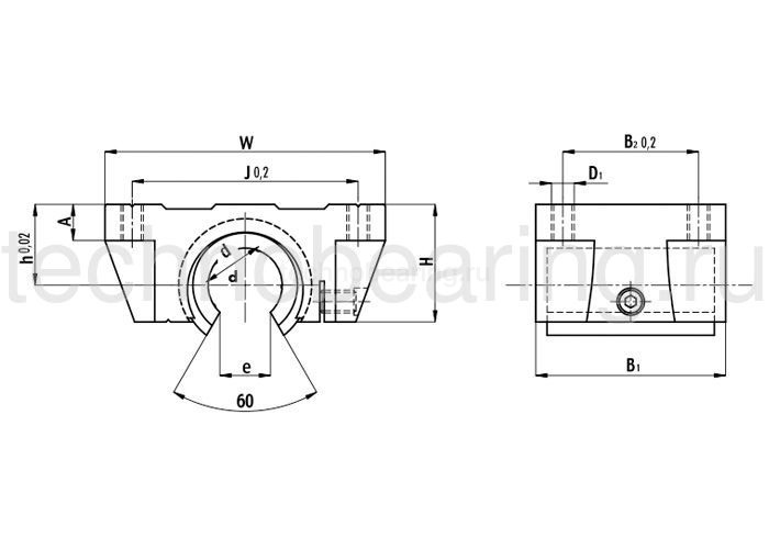 Линейный подшипник в сборе с корпусом TBR30UU NBS