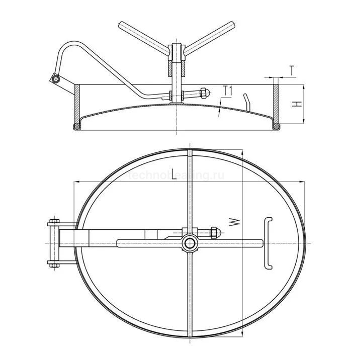 Люк овальный под давление нерж.304, 530x430 мм, внутр. открытие TLTOI53X43SP TITAN LOCK