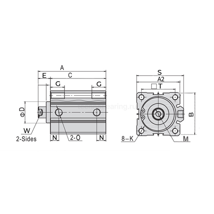 Пневмоцилиндр компактный серии ACQ, 80X200, TLP-PC80X200ACQ TITAN LOCK — детальное фото 1
