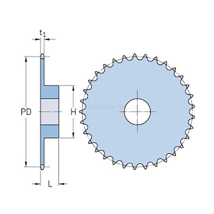 Звездочка под расточку со ступицей с калеными зубьями для цепи: 08B-1, Z=25, 1/2" x 5/16" PHS 08B-1BH25 SKF
