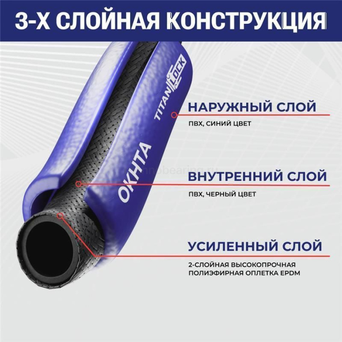 Шланг ПВХ для компрессоров "OKHTA", синий, вн.диам. 16мм, TL016OH TITAN LOCK