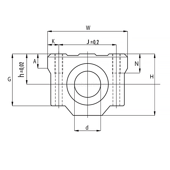 Линейный подшипник в сборе с корпусом SCS12-L-UU ISKRA