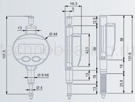 Малогабаритный электронный индикатор DIGICO 12 IP65 (влагонепроницаемая механика и электроника) 12.5 мм, 0.01/0.001 мм 01930133 Tesa