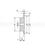 Звездочка под расточку со ступицей с калеными зубьями для цепи: 08B-1, Z=18, 1/2" x 5/16" PS09T18 (PHS08B-1BH18) ISKRA