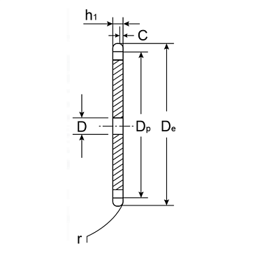 Звездочка без ступицы под расточку для цепи: 08B-1, Z=16, 1/2" x 5/16" CS09016 (PHS 08B-1A16) ISKRA