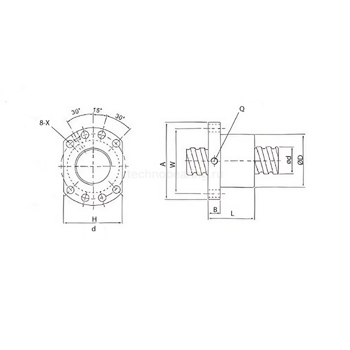 Гайка ШВП SFU4010 ISKRA