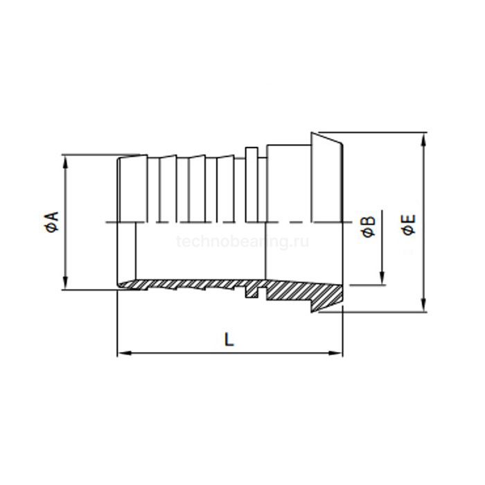 Конический штуцер под рукав DIN 11851 DN65 нерж. 316 TL65CONSS-M TITAN LOCK