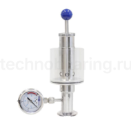 Шпунт-аппарат с манометром (прямой), давл. до 2,2 бар под Clamp DN15 нерж. 304 TL15TGMSPG-CL TITAN LOCK