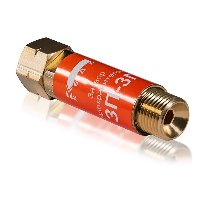 Затвор предохранительный ЗП-3Г (пропан, ацетилен), на вход резака /горелки, М16х1,5LH левая резьба КЕДР — детальное фото 0