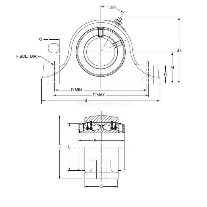 Подшипниковый узел P2B-GTH-203-E Dodge