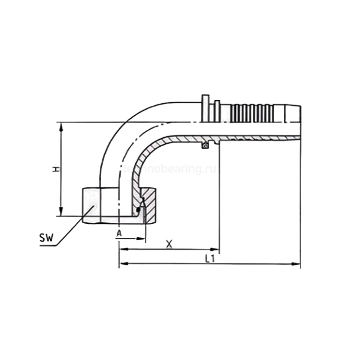 Фитинг DN 10 DKOS (Г) M20x1.5 (90), TL-DKOS10F20X1.5-90 TITAN LOCK — детальное фото 1