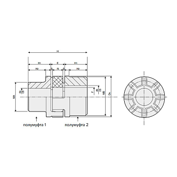 Кулачковая муфта под расточку SGM38AB 98Sh (ROTEX38) ISKRA