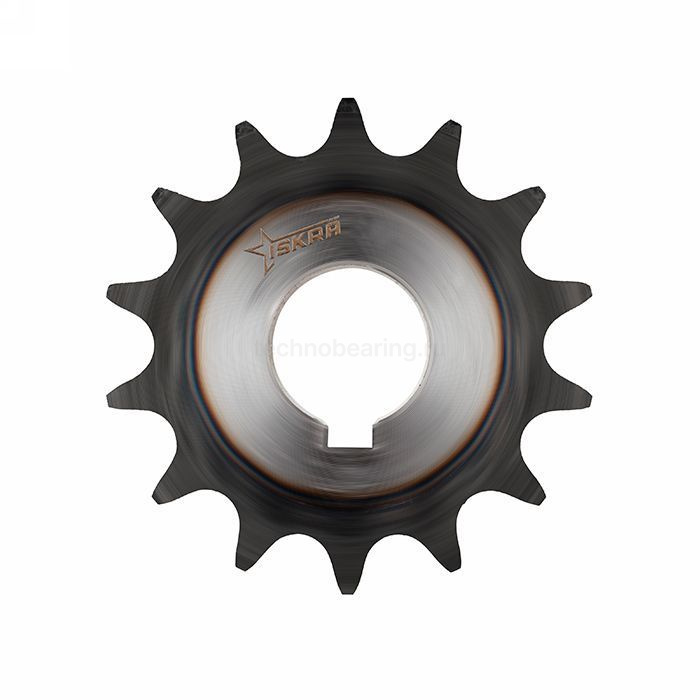 Звездочка с готовым отверстием d=28 для цепи 08B-1, Z=14, со ступицей, с калеными зубьями, шпон. паз ISKRA