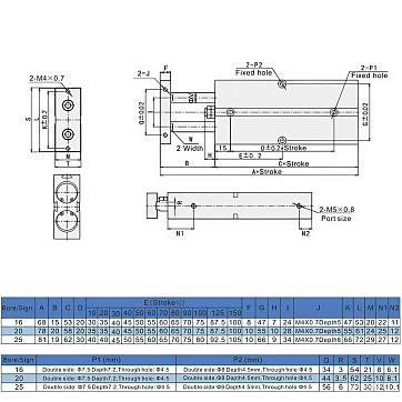 Пневмоцилиндр двухпоршневой серии TN, 25X20, TLP-PC25X20TN TITAN LOCK