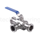 Кран шаровый молочный трехходовой нерж 304, тип L, DN 32, TL3BVMT32L-S TITAN LOCK