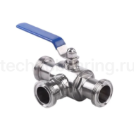 Кран шаровый молочный трехходовой нерж 304, тип L, DN 32, TL3BVMT32L-S TITAN LOCK