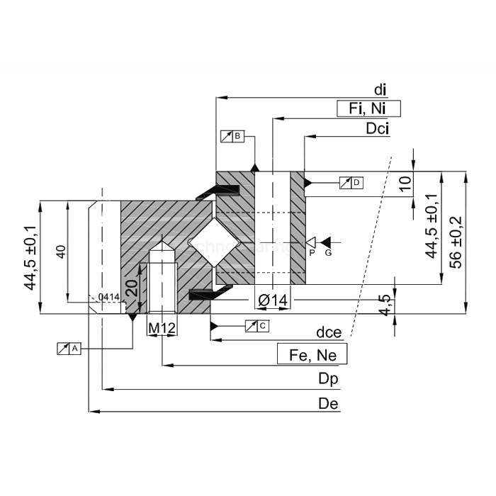 ОПУ серия с перекрестными роликами на один ряд ER1.14.0544.201-3STPN ISB