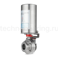 Затвор дисковый с пневмоприводом нерж. 304 DN50, тип clamp-clamp, DIN TLSD50CLS-P TITAN LOCK