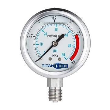 Шпунт-аппарат с манометром (левый), до 2,2 бар, под Clamp DN20 нерж. 304 TL20TGMLPG-CL TITAN LOCK