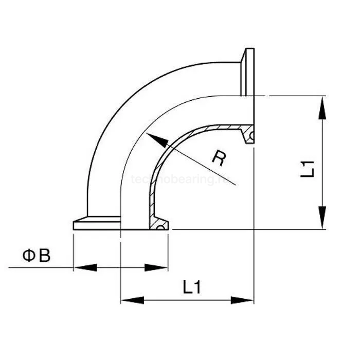 Отвод под Clamp 90 градусов, DN 15, нерж. сталь 316, TLCB15/90SS TITAN LOCK — детальное фото 1