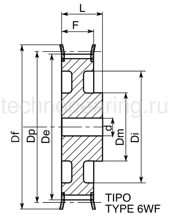 Шкив зубчатый под расточку дюймовый профиль 44L050 (PHP 44L050RSB) Sati
