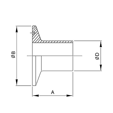 Штуцер CLAMP под приварку DN15 нерж. 316, DIN TL15CLW TITAN LOCK