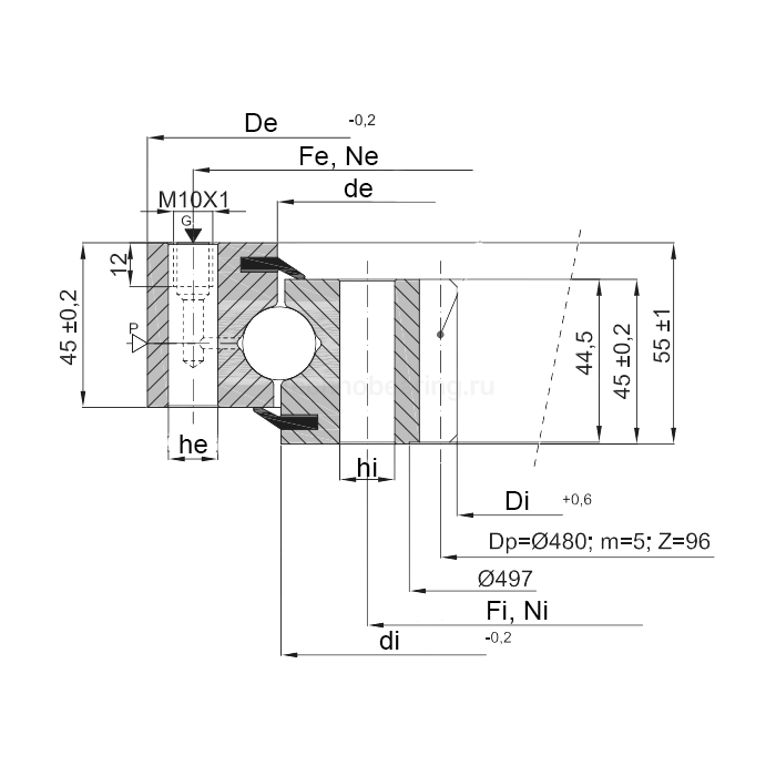 ОПУ стандартная серия с одним рядом шариков ZB1.200568200-2RPPN ISB — детальное фото 1