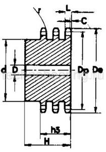 Звездочка со ступицей под расточку для цепи 08B-3, z=20, 1/2” x 5/16” PT09020 (PHS 08B-3B20) Sati
