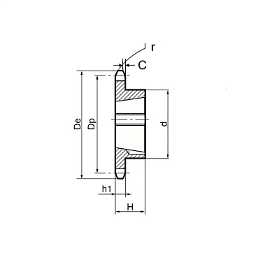 Звездочка под втулку тапербуш для цепи: 06B-1, Z=19, 3/8" x 7/32" TS05019 (PHS 06B-1 TB 19) ISKRA