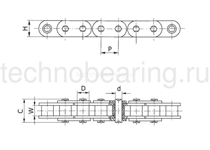 Цепь приводная роликовая однорядная 16P-1 (ISO C16B-1) Sati — детальное фото 1