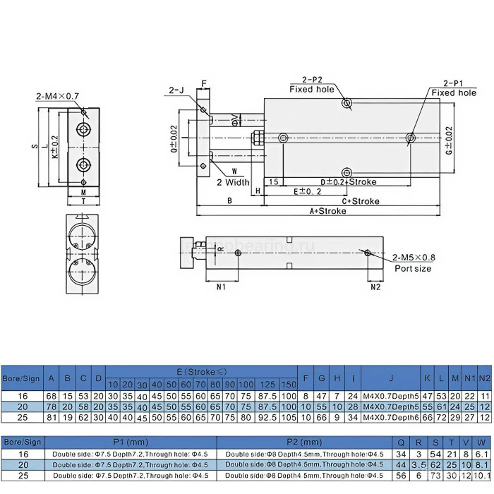Плоский пневмоцилиндр серии TN с магнитным кольцом, 16X50, TLP-PC16X50TN-MG TITAN LOCK