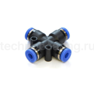 Фитинг цанговый X-образный пневматический, 4 мм, пластик, тип PZA, TLP-PZA4 TITAN LOCK