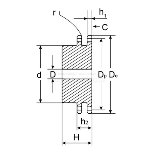 Звездочка со ступицей под расточку для цепи 10B-2, z=22, 5/8" x 3/8" PD10022 (PHS 10B-2B22) ISKRA
