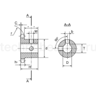 Звездочка со ступицей и готовым отверстием d=60, шпон. паз, для цепи: 16B-1, Z=20 ISKRA