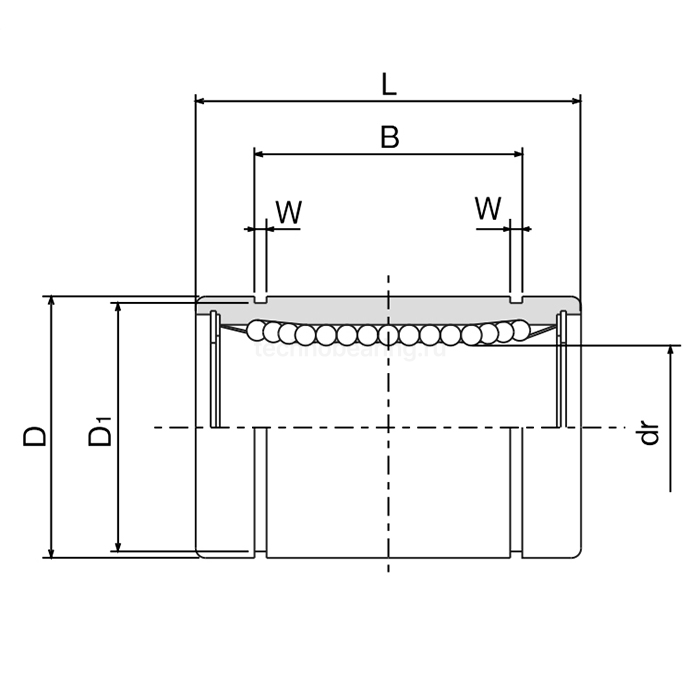 Линейный подшипник LM12-UU ISKRA