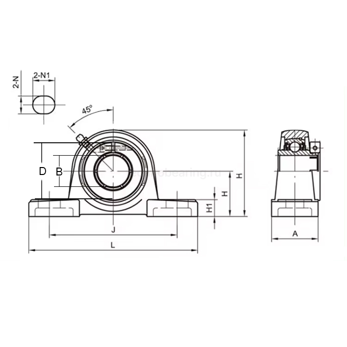 Высокотемпературный подшипниковый узел UCP209 BHTS ZZ 280° BECO