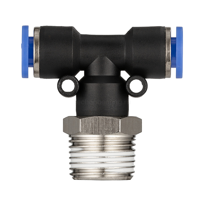 Фитинг цанговый Т-образный, 6 мм, наруж. резьба 1/2", пластик, тип PB, TLP-PB6-04 TITAN LOCK
